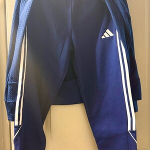 Adidas Kids Navy Joggers with White Stripes